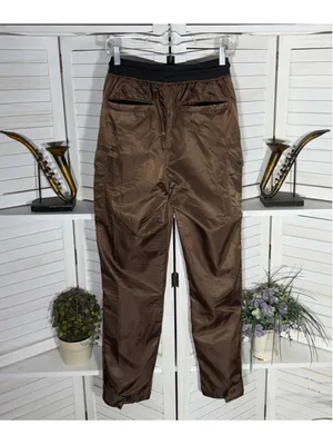 Vintage Y2K brown cargo pants satin look waterproof snap punk whimsigoth alt S thumbnail 2