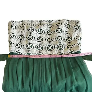 Lela Rose Daisy Lace Strapless Chiffon Maxi Dress Green White Size 8 thumbnail 6
