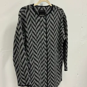 Talbots Women's Grey Black Chevron Wool Blend Longline Cardigan Coat Jacket XS‎ thumbnail 3