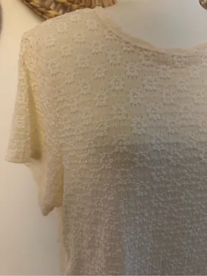 Old Navy Cream Textured Short-Sleeve Top thumbnail 2