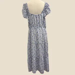 Baltic Born Crete Midi Dress Blue White Floral Toile Ruffle Tiered XL Cottage‎ thumbnail 5