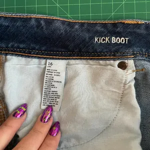 American Eagle Women 16 Kick Boot Jeans Western Cowgirl Festival Stretch Blue thumbnail 10
