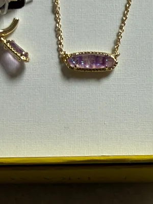 Kendra Scott Eva Pendant Gold Pink Opal Necklace Emma Huggie Earring Set New thumbnail 4