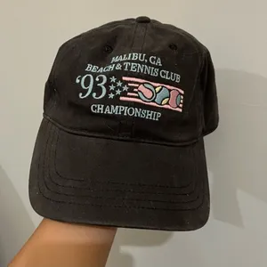 Abercrombie & Fitch One Size Unisex Grey Hat Malibu, Ca Beach & Tennis Club '93 Championship NWT thumbnail 2
