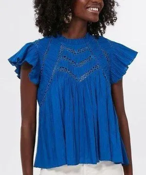 Tuckernuck Sea New York Aqua Paco Solid Flutter Sleeve Top NWT Size Small thumbnail 1