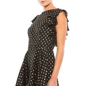 NWT‎ IEENA Mac Duggal Black Gold Metallic Polka Dot Ruffle Dress Size 4 Classic thumbnail 11