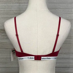 CALVIN KLEIN Unlined Triangle Bra/Bralette Burgundy-Large thumbnail 2