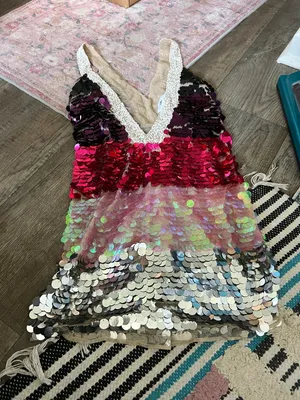 LPA Payette Sequin Deep‎ V Dress in Magenta Melody women's Size L thumbnail 4