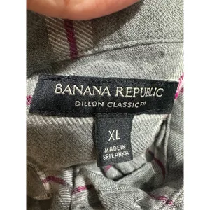 Banana Republic Dillon Classic Fit Gray Plaid Rayon Button Down Shirt XL Womens‎ thumbnail 6