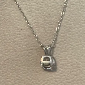 White sapphire solitaire necklace sterling silver thumbnail 6