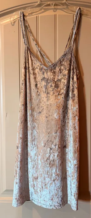 Lulus Silver Crushed Velvet Mini Dress Size M Strappy Open Back Party Dress thumbnail 1