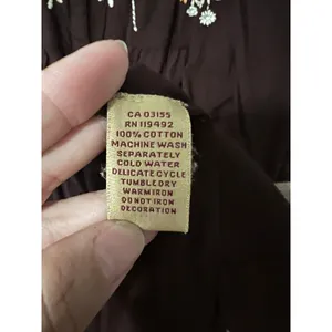 April Cornell tunic blouse Large embroidery brown fall Cottagecore boho Vintage thumbnail 5