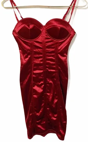Blashe Size Small Red Bodycon Bra‎ Cup Ruched Midi Dress thumbnail 1