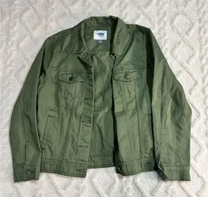 Old navy green cargo jacket large runs very small thumbnail 1