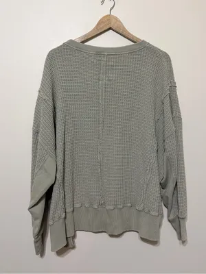 American Eagle Big Hug Waffle Crew Neck Sweatshirt Size Medium Green Big Hug thumbnail 7