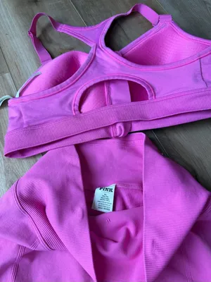 VSX Victoria’s Secret Ribbed Sports Bra & Leggings Set Medium Pink thumbnail 4
