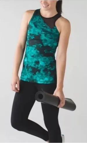 Lululemon Meshed up marbeled green one shoulder 2 Athleisure top thumbnail 1