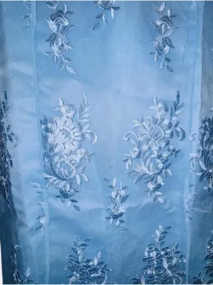 Baby Blue Floral Embroidered Midi Dress XL NWOT Elegant WeddingGuest Formal Chic thumbnail 4