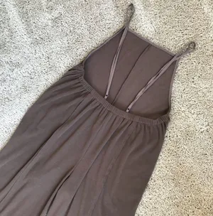 1970’s Inspired Boho Wide Flare Leg Overalls Jumpsuit Romper Brown Size Small thumbnail 11