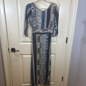 Earthbound Trading Co. Boho Patchwork Maxi Dress Hippie Flowy Festival Size M thumbnail 8