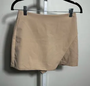 X211. Love Tree Beige Wrap-Front Mini Skirt/Skort thumbnail 1