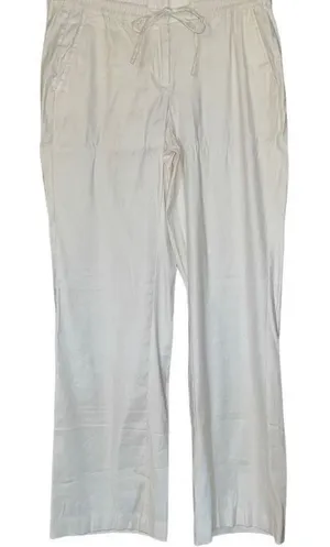 Ann Taylor‎ White Linen Blend Wide Leg Drawstring Pants Size 6 NEW thumbnail 1