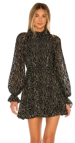 House of Harlow 1960 x REVOLVE Niles Mini Dress Burnout Velvet Color Zebra sz. M thumbnail 1