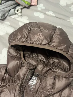 Aritzia Hooded Quilted Puffer Jacket in Taupe Brown thumbnail 4