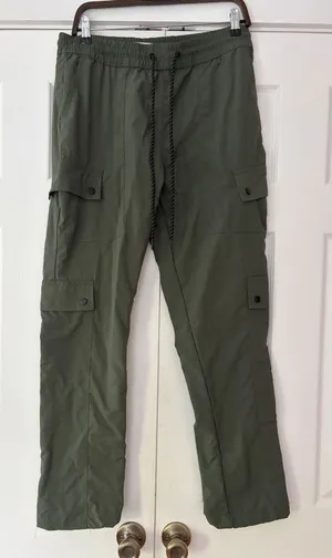 PacSun Relaxed Cargo Pants Olive Green Drawstring Utility Trousers Womens Large thumbnail 1