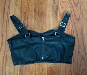 New Look Faux Leather Black Top thumbnail 2