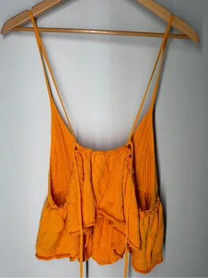 Kimchi Blue Tie Back Babydoll Crop Knit Cami Orange Boho Festival‎ Open Back Top thumbnail 6