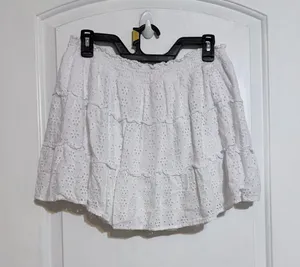 Justice White Eyelet Tiered Mini Skirt girls plus 16/18 thumbnail 1