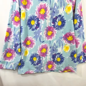 Mayfair Medium Pajama Set Floral Fleece Blue Pink Watercolor‎ Vivid NWT Gift 515 thumbnail 8
