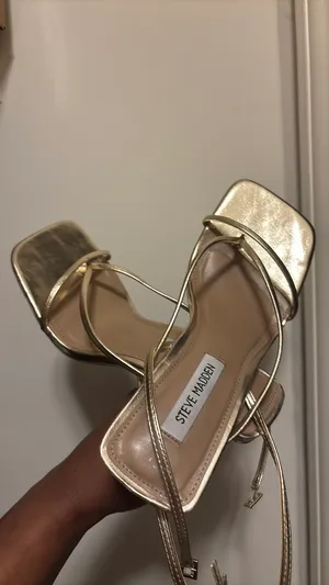 Sandals Steve Madden Gold Strappy Square Toe 👡 thumbnail 7
