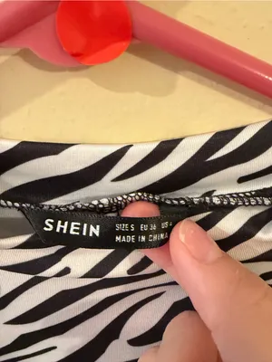 SHEIN Black & White Zebra-Print Wrap Tie Crop Top thumbnail 3