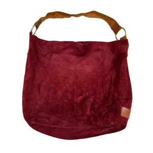 Bob Timberlake Suede Hobo Bag Womens Large Burgundy Good Leather Strap Slouchy thumbnail 3