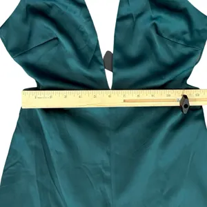 Lulus Hold That Pose Emerald Green Strappy Glam Satin Jumpsuit size XS NEW Tags thumbnail 6