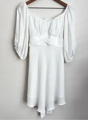 Hello Molly white puff balloon sleeve babydoll dress Fate Found Us peasant L thumbnail 4