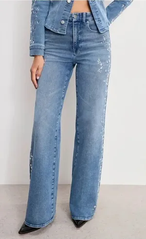 Good American Women's Dolly Joleans Embellished High Rise Jeans Size 32 thumbnail 1