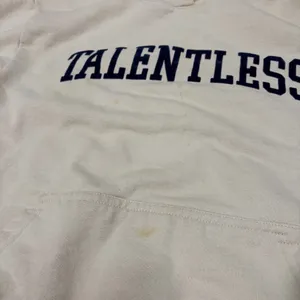 TALENTLESS Beige Pullover Hoodie Sweatshirt Graphic Print Casual Preppy Sz M thumbnail 5