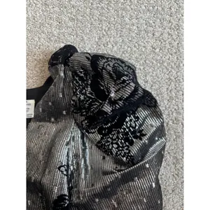 Vintage 80s Prom Lizzy & Johnny Dress Silver Black Metallic Velvet Whimsigoth thumbnail 5