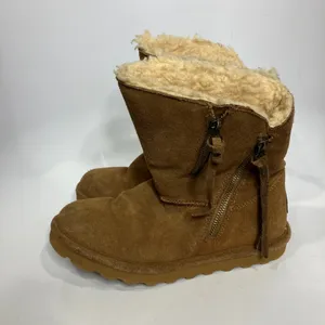 Bear Paw mimi ankle suede & shearling boots zipper closure women's size‎ 6 thumbnail 2