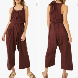 Free‎ People Henriette Jumpsuit Romper in Raisin NWT thumbnail 4