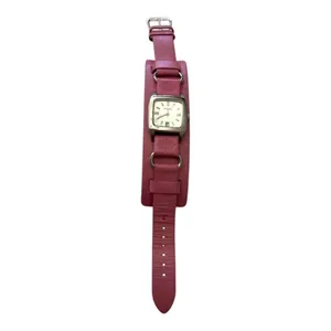 Women's Fossil Pink Leather Band Silver Case Watch thumbnail 2