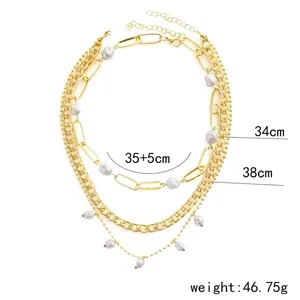 Gold plated your boss pearl layered necklace thumbnail 5