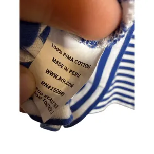 AYR Blue White Striped Long Sleeve French Fry Tee Top Women’s Sz. S thumbnail 5