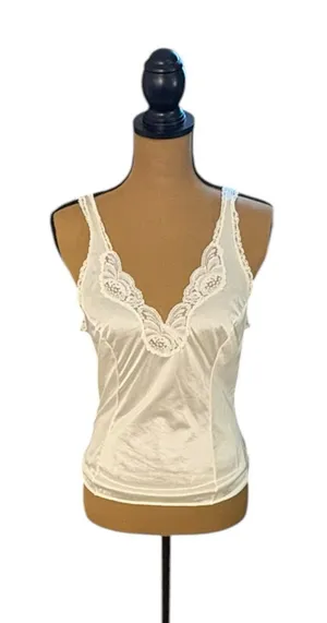 Vintage L’eggs 34 S Ivory Nylon Lace Camisole Coquette Lingerie Top thumbnail 1