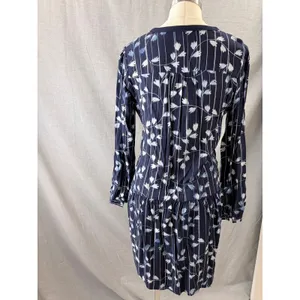 NWT‎ Anthropologie Tiny Mixed Print Button Front Midi Dress Navy M $148 thumbnail 4
