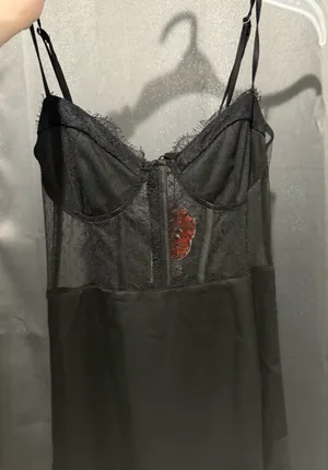 Cider Black Satin Lace Dress thumbnail 5