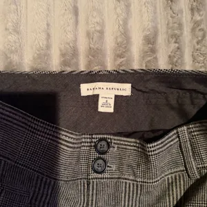 Banana Republic Glen Plaid Wool Blend‎ Ankle Zipper Trousers Black White 0 thumbnail 3